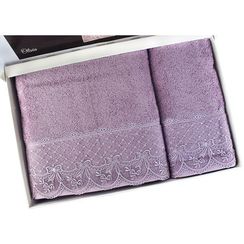 Набор полотенец  Olivia (фиолетовый) 2 пр. 50Х100 и  75Х150   TIVOLYO HOME Турция