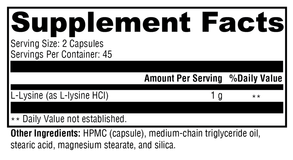 L-Lysine 90 Capsules