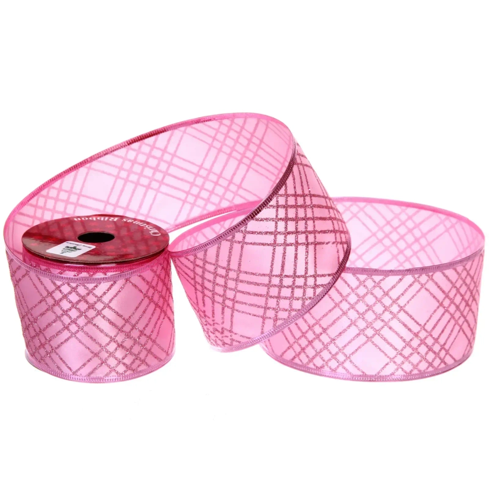 Лента для декорирования «Таинственая паутина» 6,3 см, 2,7 м, Розовый