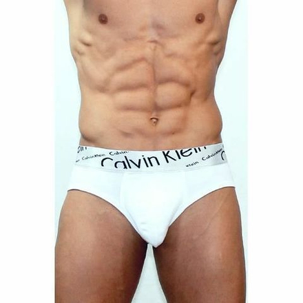 Мужские трусы брифы белые с косой резинкой Calvin Klein Steel Italics White