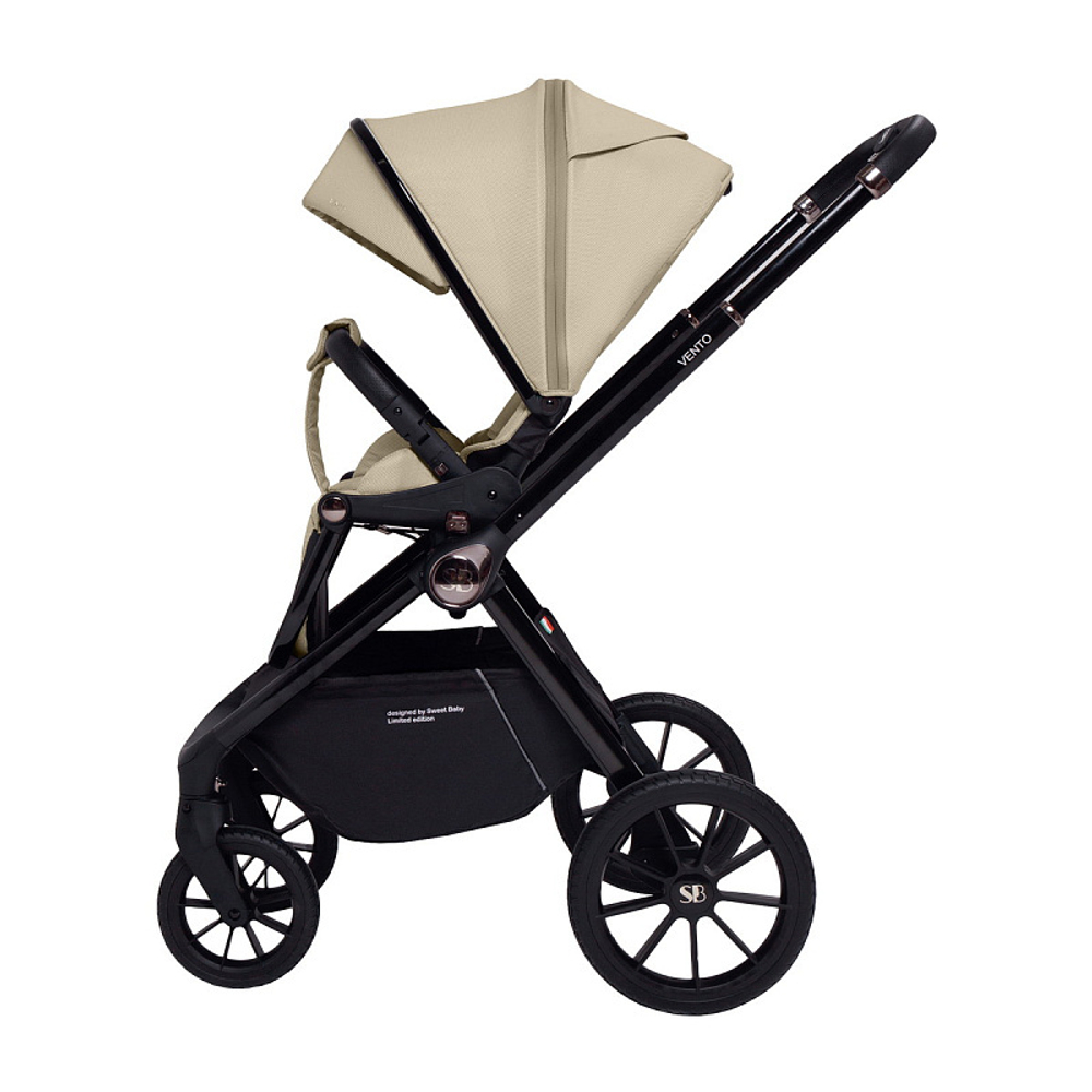 Детская коляска Sweet Baby Vento Black 3 в 1 Beige