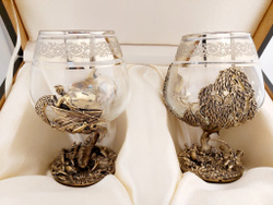 Набор из 2-х бокалов для коньяка "Рыбалка. Осетр" (подарочный футляр)