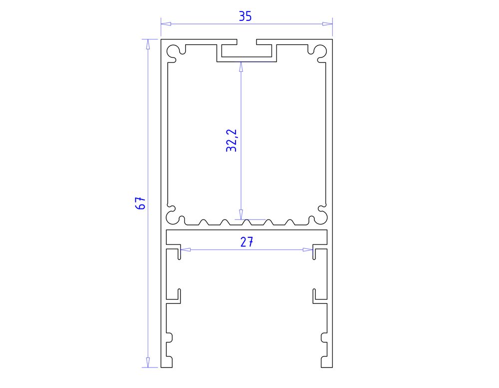 Ambrella Алюминиевый профиль накладной/подвесной "Profile System" 35*67 для светодиодной ленты до 32,8мм Profile System GP3000BK