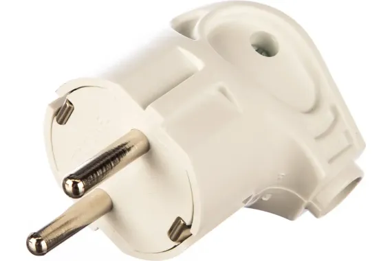 Вилка электрическая Makel 16А угловая с заземлением белая 03947