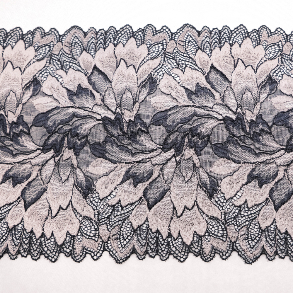 Кружево эластичное ПУДРА/СЕРЫЙ, 19см, Китай