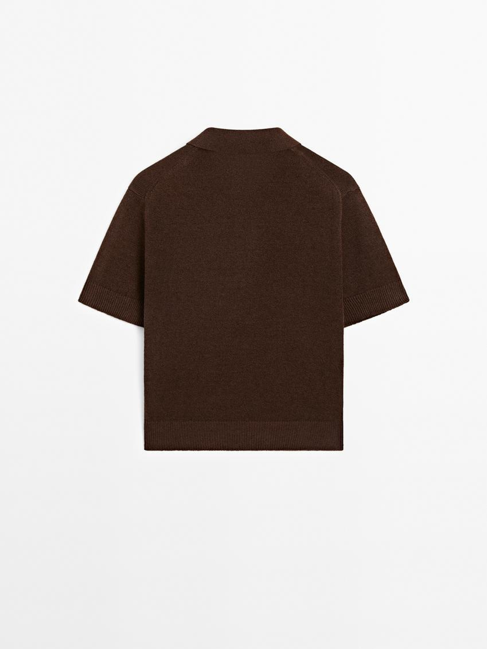 Massimo Dutti Свитер из смесового льна, коричневый