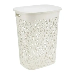 Корзина для белья ФЛОРА 55л белый ротанг