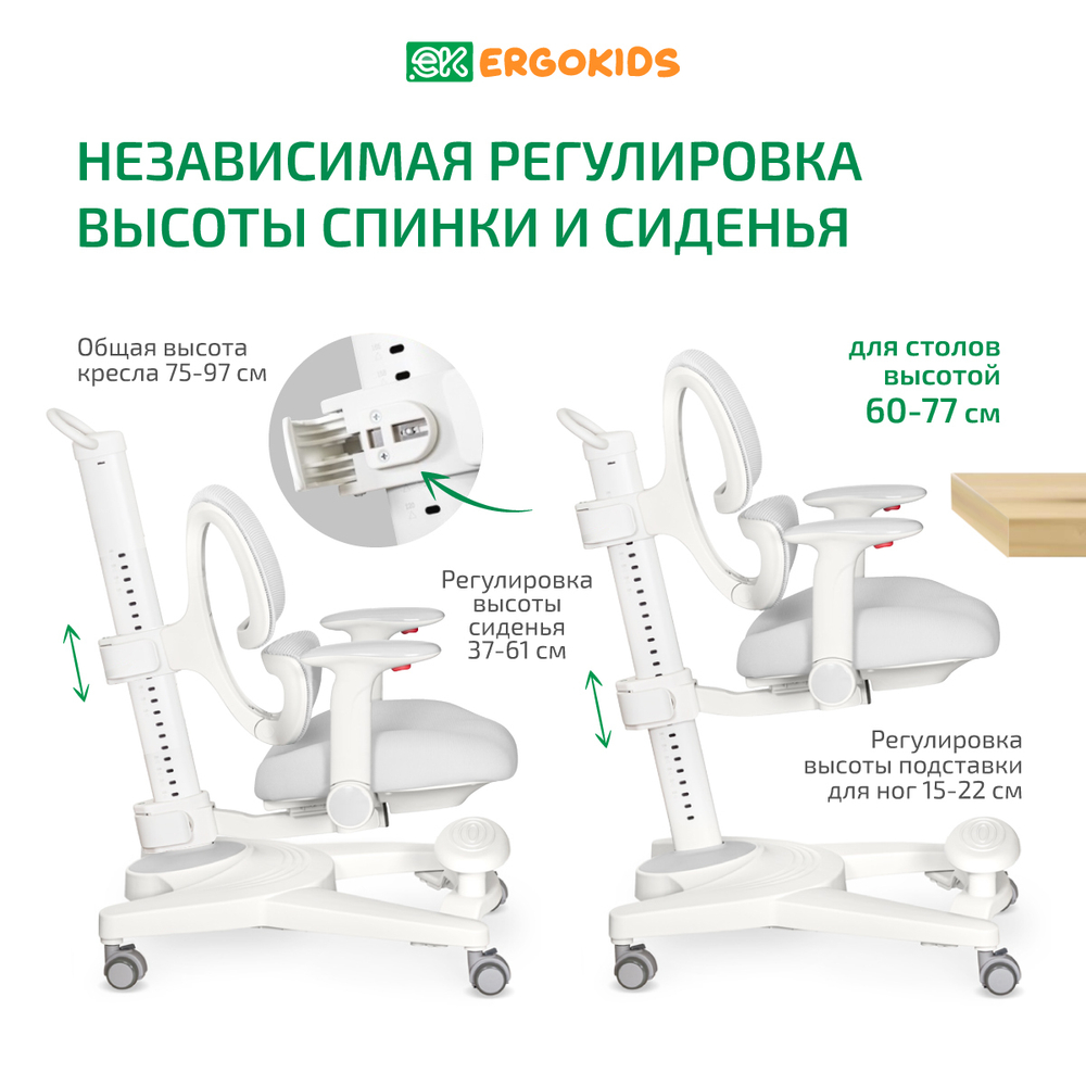 Стул для школьника Ergokids Stanford c подлокотниками