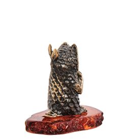 Народные промыслы AM-3253 Фигурка «Сова не скажу» (латунь, янтарь)