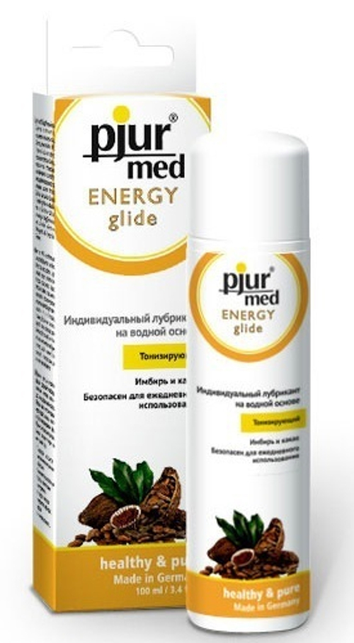 Тонизирующий натуральный лубрикант с имбирем и какао Pjur MED Energy glide,  100 ml