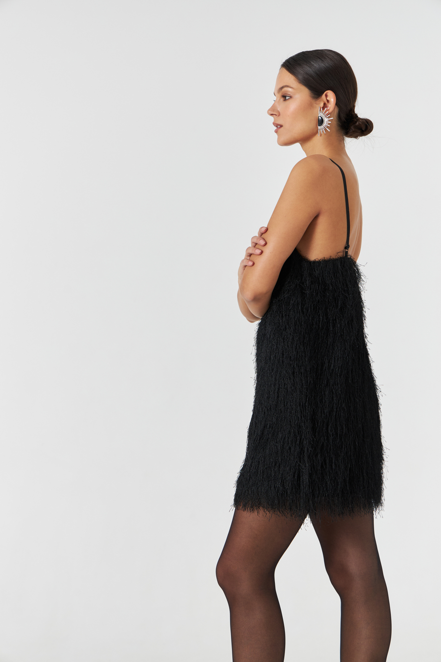 Платье мини из бахромы