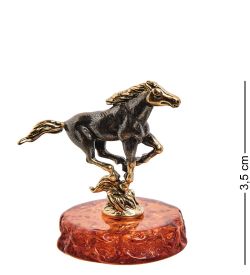 AM-3034 Фигурка «Лошадь степная» (латунь, янтарь)