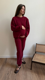 Брюки премиум утепленные для беременных, Винный