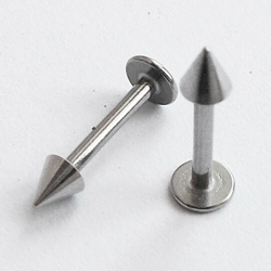 Серьга (лабрета) для пирсинга губы 8 мм с конусным наконечником 3 мм из медицинской стали. 1 шт.