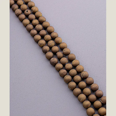 Нитка Агат 39 см. 10 мм. (Без замка) - Золотой