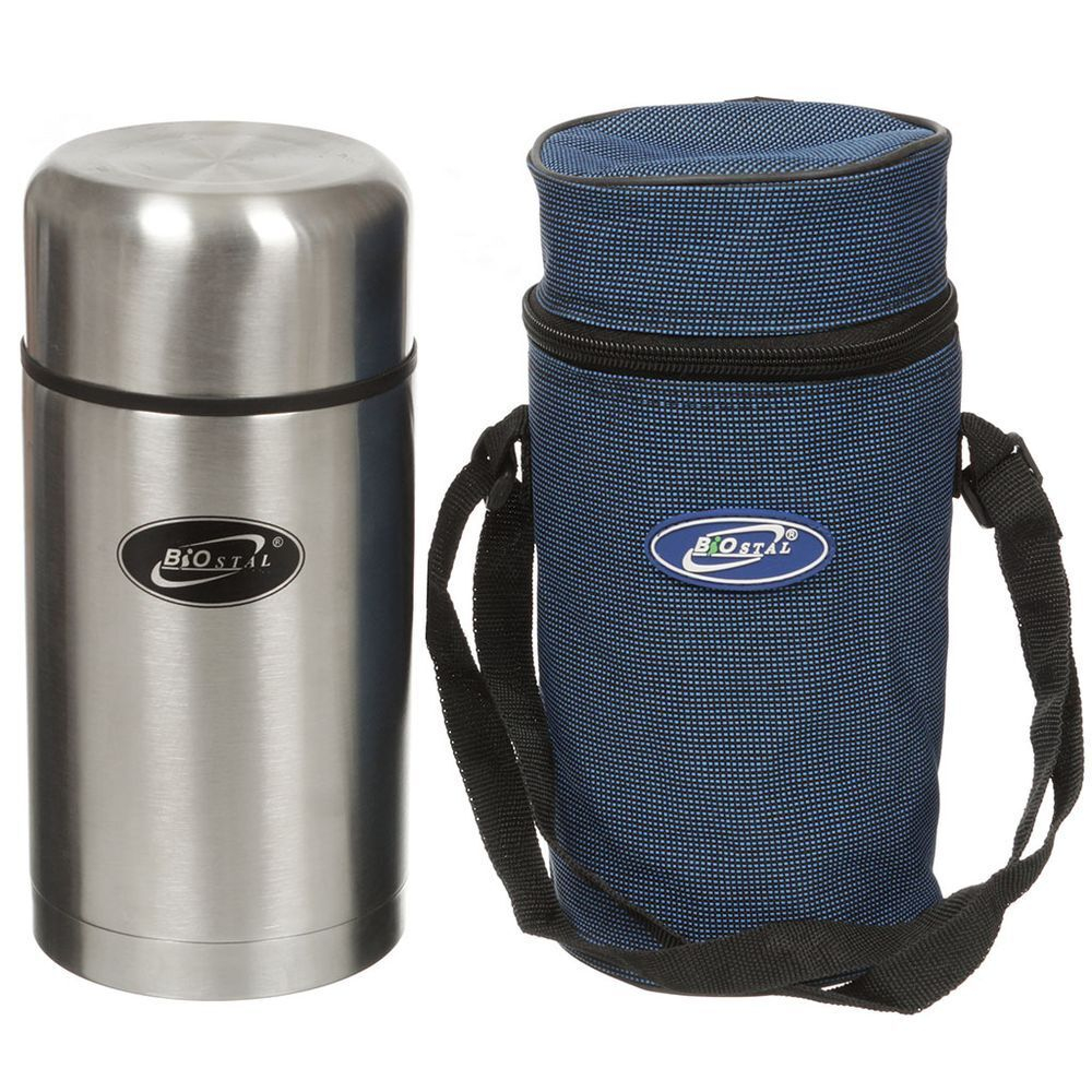Термос для еды, нержавеющая сталь, 0.75 л, широкая горловина, Biostal, колба нержавеющая сталь, с чехлом, NТ-750