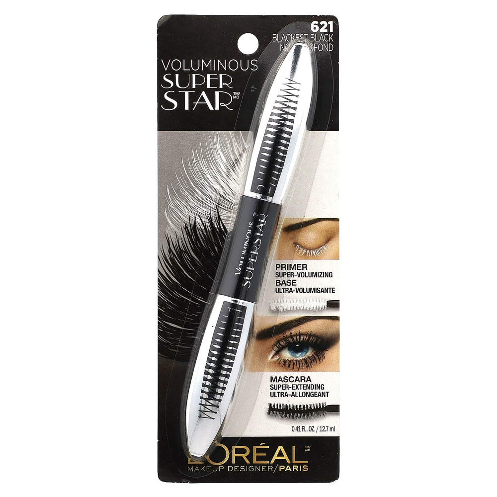L'Oréal, Voluminous, Superstar, тушь для ресниц, оттенок 621 черный, 12,7 мл (0,41 жидк. унции)