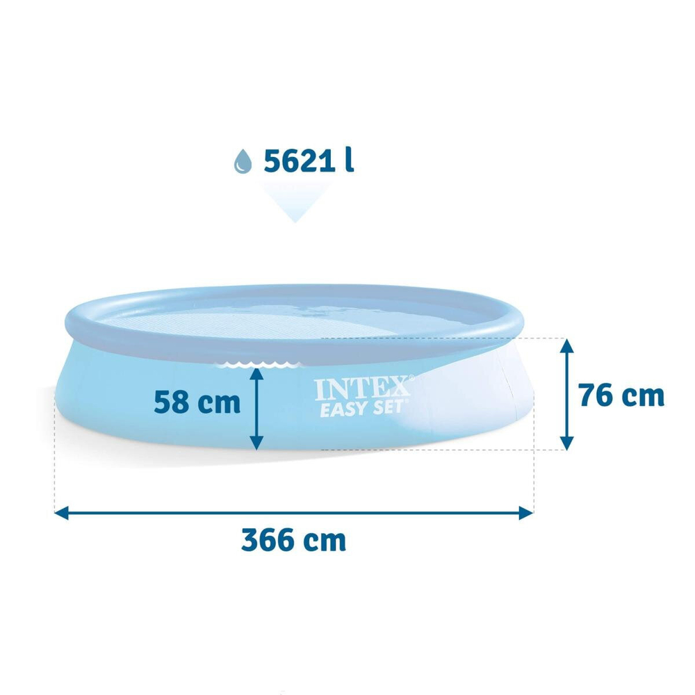Бассейн Intex Easy Set 28130NP с надувным кольцом 366см*76см, от 6 лет
