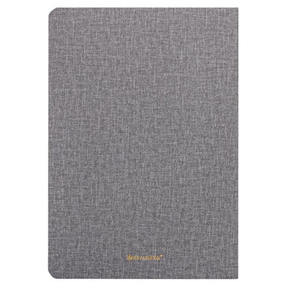 Тетрадь 48 л. в клетку обложка кожзам под рогожку, сшивка, A5 (147х210мм), СЕРЫЙ, BRAUBERG HARMONY, 403833