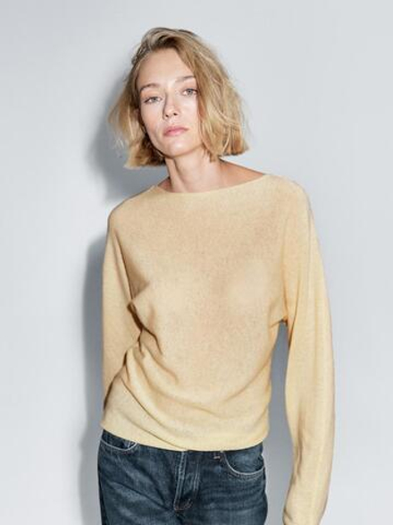 Massimo Dutti Свитер с вырезом «лодочка», ванильный