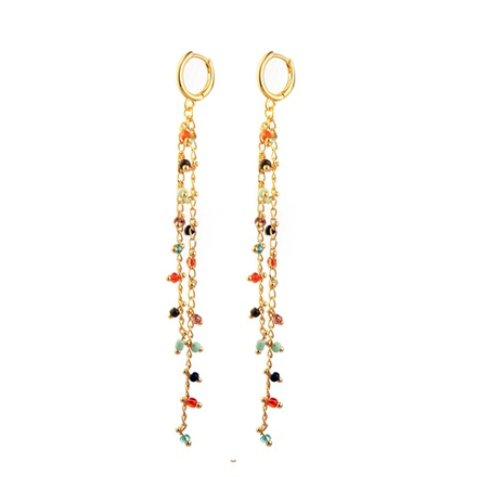 Серьги невесомые с бисером, gold