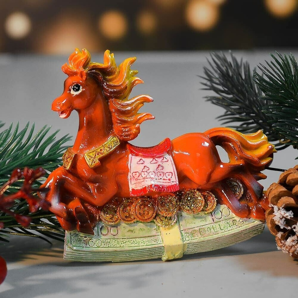Магнит Лошадь с деньгами 7*6см
