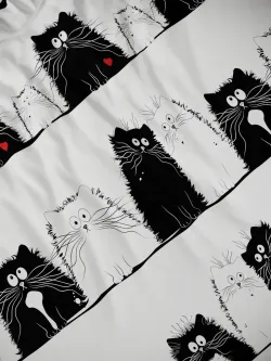 Наволочка комплект 2шт перкаль Сказка "Коты" 50x70 см на молнии