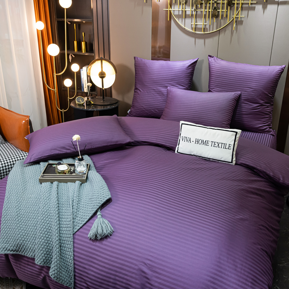 Комплект постельного белья Страйп Сатин Однотонный на резинке CTR032