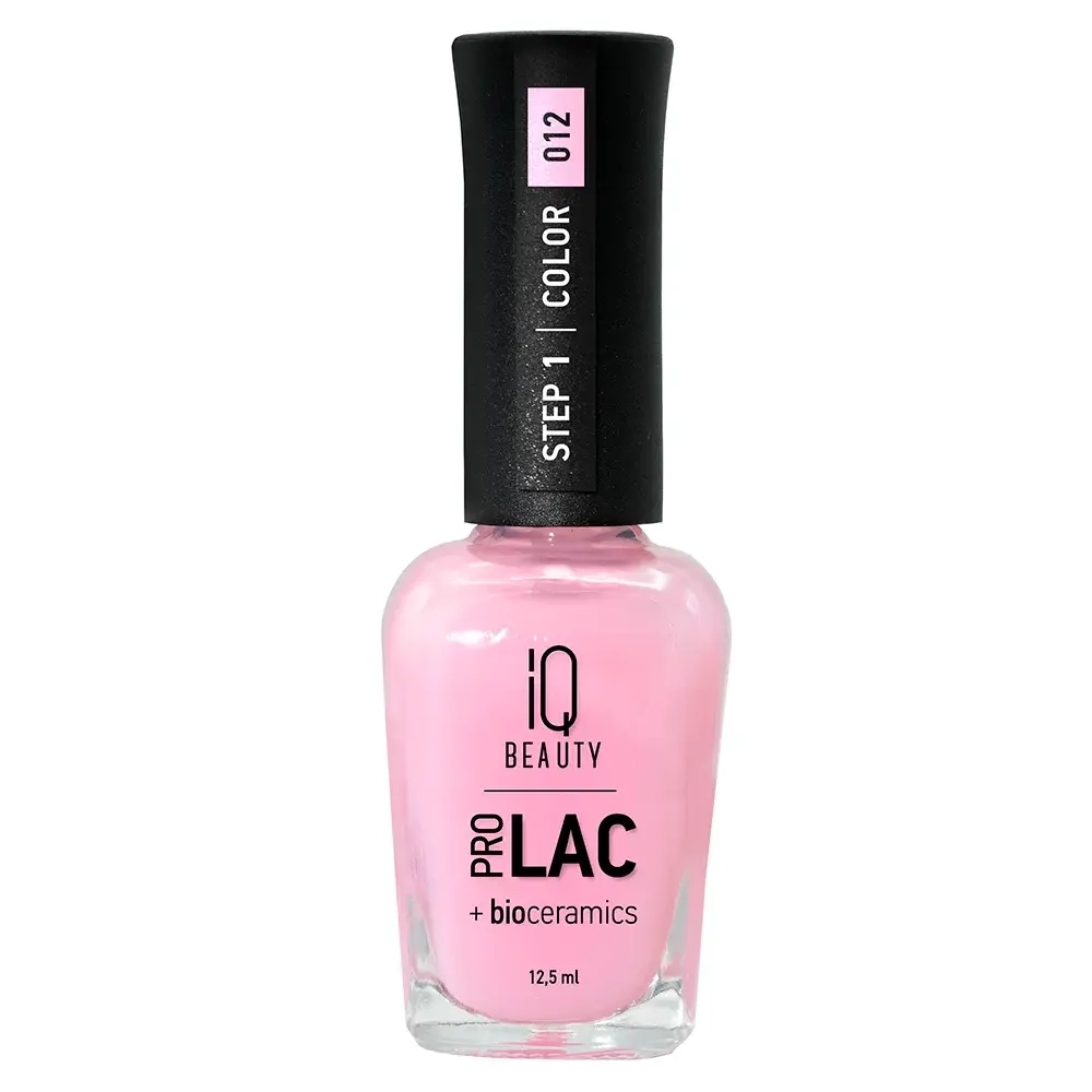 IQ BEAUTY Лак для ногтей профессиональный укрепляющий с биокерамикой #012, 12.5 мл Розовый