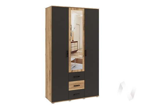 Шкаф 3-х ств МС Белла (дуб крафт/графит)