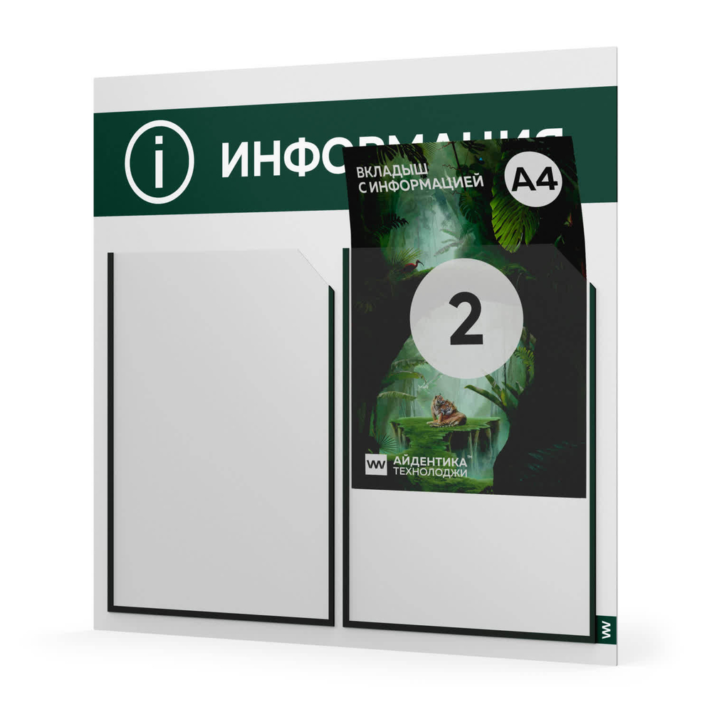 Стенд белый с темно-зеленым