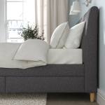Кровать с мягкой обивкой и выдвижными ящиками - IKEA IDANÄS/IDANAS, 200х140 см, темно-серый, ИДАНЭС ИКЕА