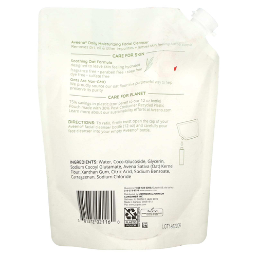 Aveeno, Ежедневное увлажнение, очищающее средство для лица, для сухой кожи, без отдушек, 16 жидк. унц. (473 мл)