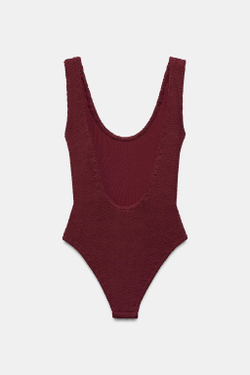 ZARA ФАКТУРНЫЙ КУПАЛЬНИК, КОРИЧНЕВЫЙ