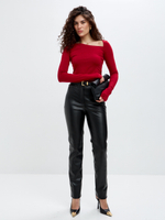 Брусничный лонгслив Джейн с асимметричным вырезом