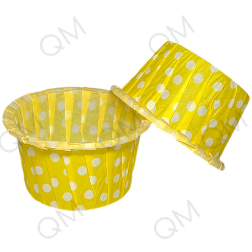 Форма бумажная "Маффин" 50*40 мм (желтый фон белый горох) 65гр