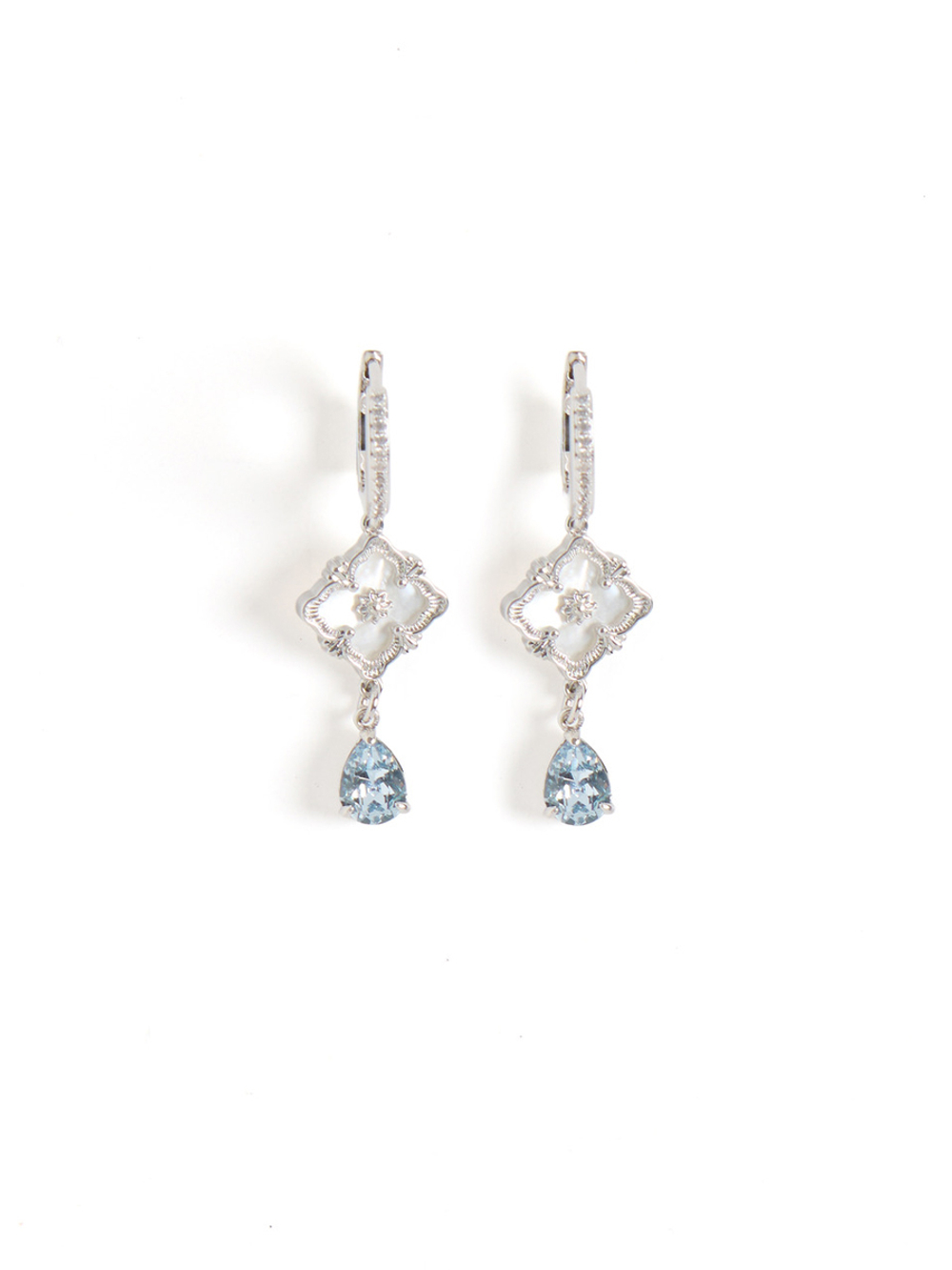 Серьги "Flower Pearl Drop Blue"