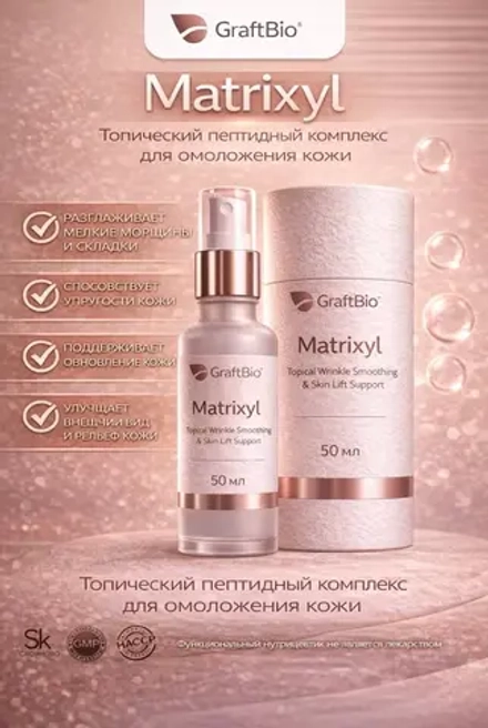 Matrixyl Topical Wrinkle Smoothing & Skin Lift Support пептидный комплекс аминокислот, 50 мл Пептид для синтеза коллагена, эластина и обновления внеклеточного матрикса кожи