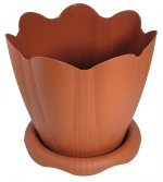 Горшок для цветов пластиковый 1,5л d-16см «Эдельвейс» с поддоном терракотовый С191Т