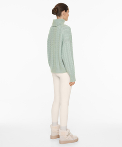 Oysho Вязаный свитер с высоким воротником, зеленый