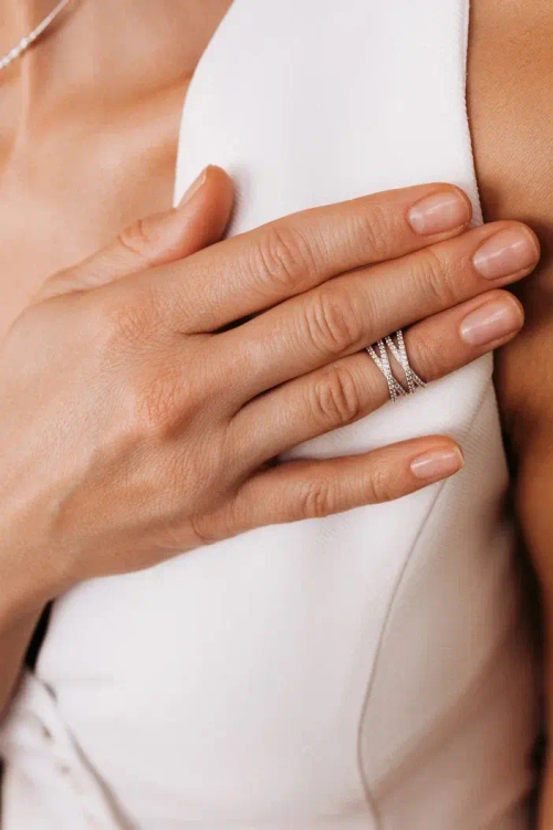 Кольцо фаланговое "Крест-накрест" с фианитами