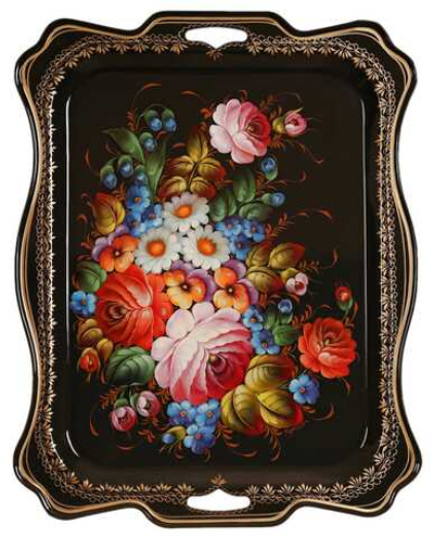 Жостовский поднос декоративный, размер 48х39 см (A23), металлический