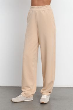 Джоггеры бананы без начеса из премиум футера ванильного цвета