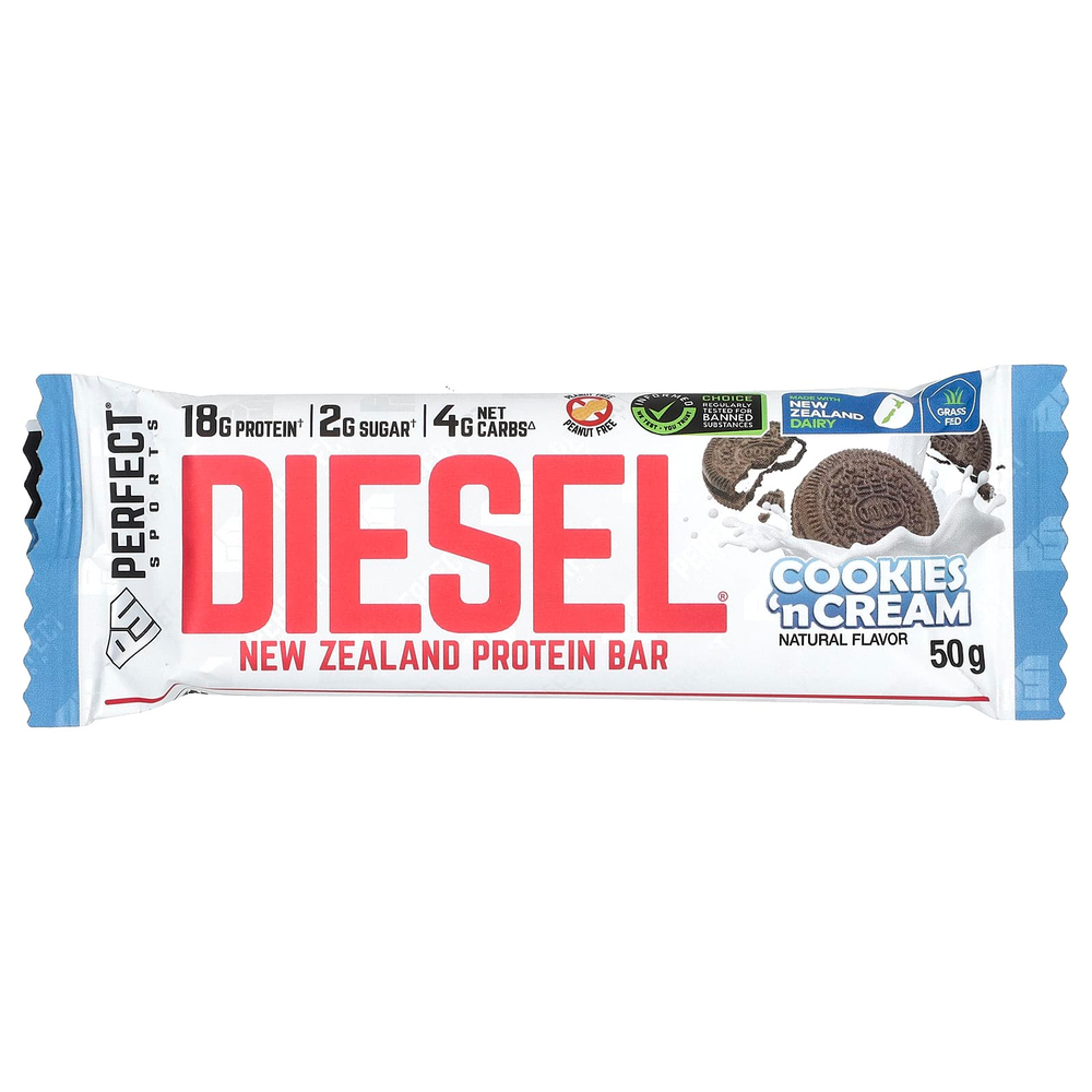 PERFECT Sports, Diesel, протеиновый батончик из Новой Зеландии, печенье с кремом, 12 батончиков, по 50 г