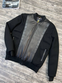 Кожаный бомбер Zilli со вставками кожи крокодила