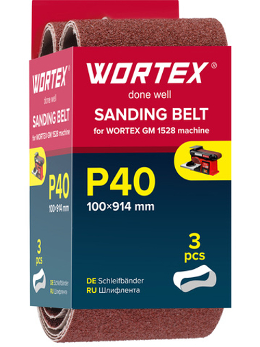 Шлифлента 100x914 мм P40 бесконечная 3 шт. для станка WORTEX GM 1528
