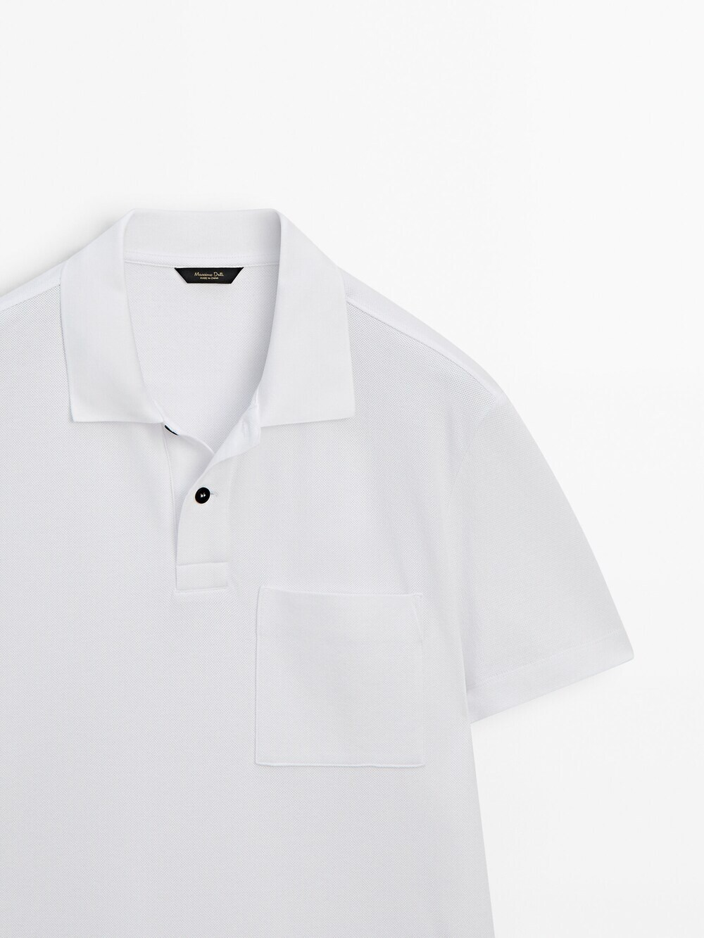 Massimo Dutti Поло из рельефного хлопка с карманом, белый