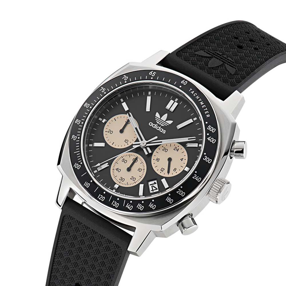 Adidas Originals Wrist Watch Quartz Movement Rubber Strap 44mm Black Dial Unisex 100m Water Resistant