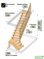 Лестница на второй этаж К-031м/3 Правая