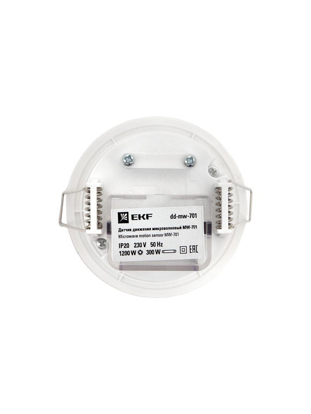 Датчик движения микроволновый MW-701 1200Вт 360град. до 20м IP20 бел. PROxima EKF dd-mw-701